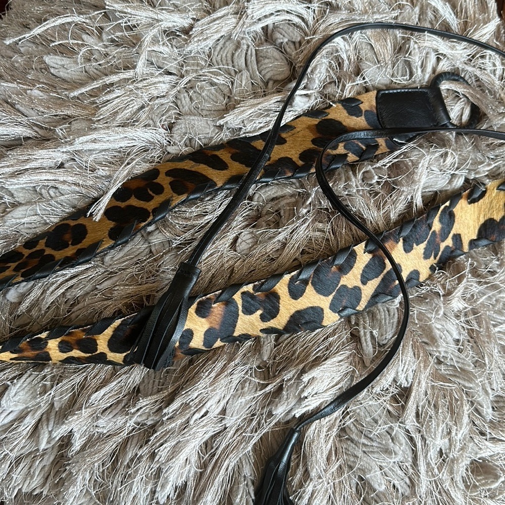 Genuine Italian Leather cheetah belt M/L 28.5 inches